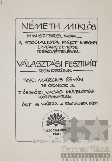 THM-PLA-2017.1.44a - MSZP election flyer, 1990