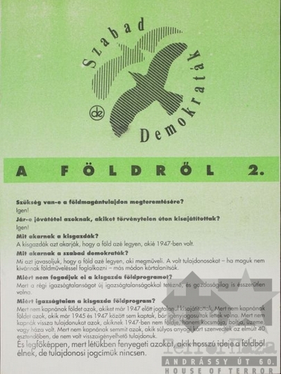 THM-PLA-2017.8.27Ta - SZDSZ election flyer, 1990