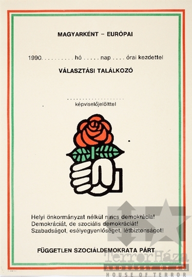 THM-PLA-2019.8.10 - SZDP election poster, 1990