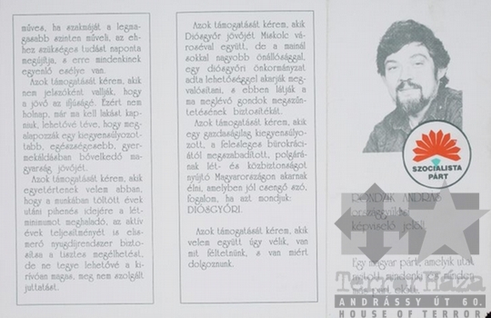 THM-PLA-2017.1.13a - MSZP election flyer, 1990