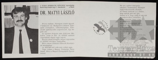 THM-PLA-2017.1.14.1a - SZDSZ election flyer, 1990