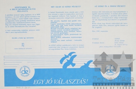 THM-PLA-2017.1.20.1b -  SZDSZ election flyer, 1990
