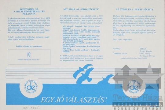 THM-PLA-2017.1.20.5b -  SZDSZ election flyer, 1990