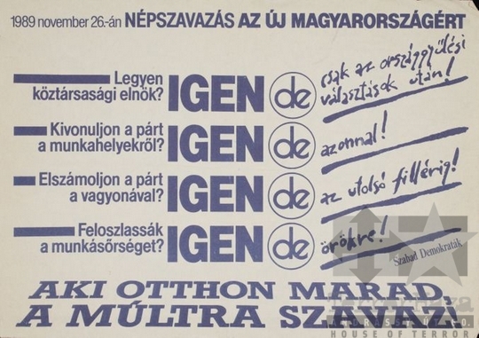 THM-PLA-2017.1.21a -  SZDSZ election flyer, 1989