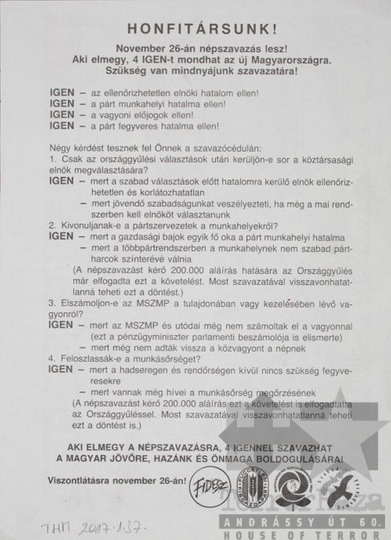 THM-PLA-2017.1.37b - SZDSZ election flyer, 1989