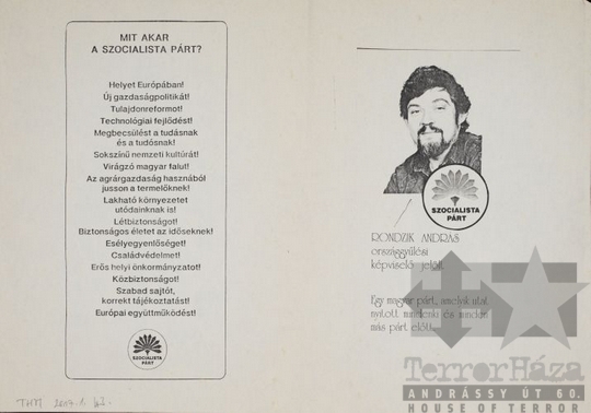 THM-PLA-2017.1.43a - MSZP election flyer, 1990