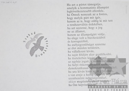 THM-PLA-2017.8.13Tb - SZDSZ election flyer, 1990