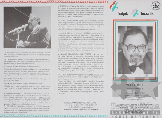THM-PLA-2017.8.14Ta - SZDSZ election flyer, 1990