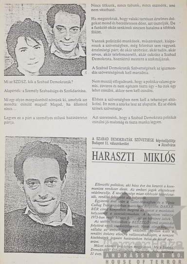 THM-PLA-2017.8.20Ta - SZDSZ election flyer, 1990
