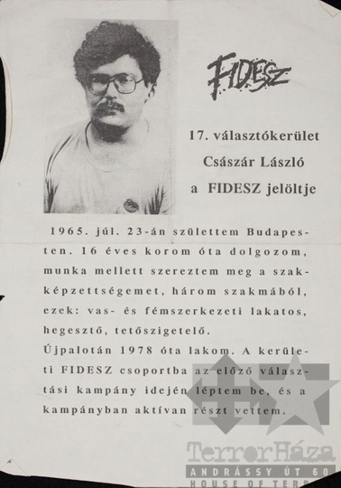 THM-PLA-2017.8.41Ta - Fidesz election flyer, 1990