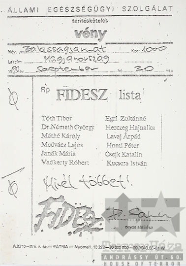 THM-PLA-2019.1.30 - Fidesz election poster, 1990