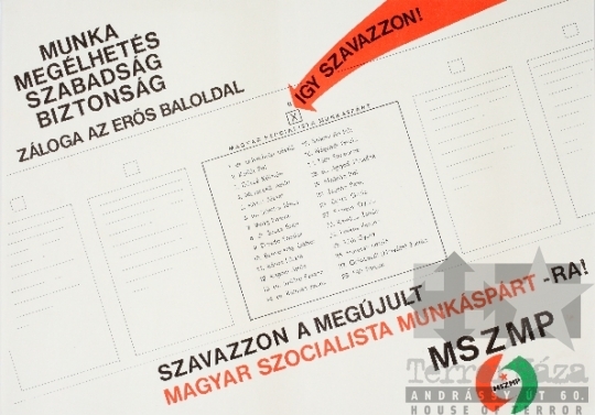 THM-PLA-2019.13.6 - MSZMP election flyer, 1990