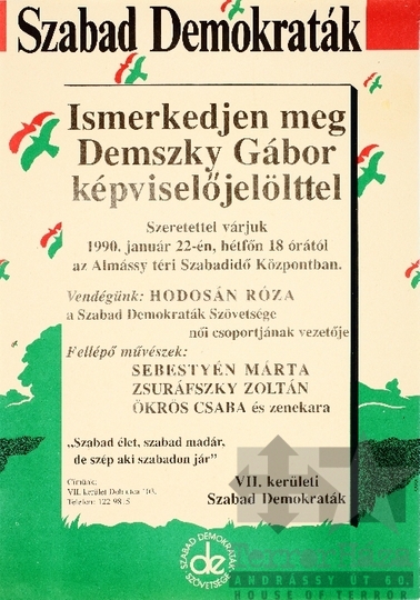 THM-PLA-2019.2.11 - SZDSZ election poster, 1990