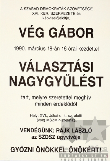 THM-PLA-2019.2.12 - SZDSZ election poster, 1990