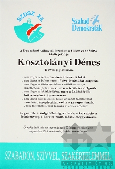 THM-PLA-2019.2.40 - SZDSZ election poster, 1990