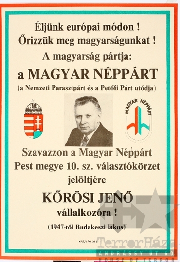 THM-PLA-2019.8.11.1 - Magyar Néppárt election poster, 1990