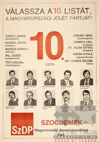 THM-PLA-2019.8.19 - SZDP election poster, 1990