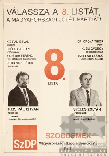 THM-PLA-2019.8.22 - SZDP election poster, 1990